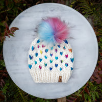 Luxe Line Mini Hearts Toque (Ivory/Sweet Emotion) | 3-9 years