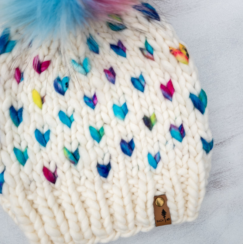 Luxe Line Mini Hearts Toque (Ivory/Sweet Emotion) | 3-9 years
