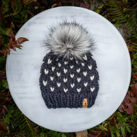 Mini Hearts Toque (Charcoal/Wheat) | 3-9 Years