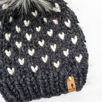 Mini Hearts Toque (Charcoal/Wheat) | 3-9 Years