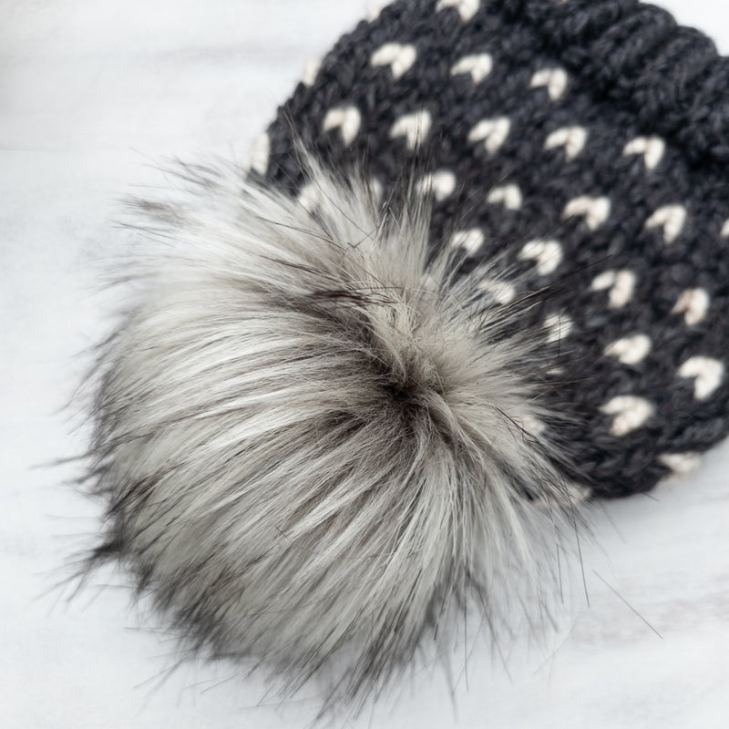 Mini Hearts Toque (Charcoal/Wheat) | 3-9 Years