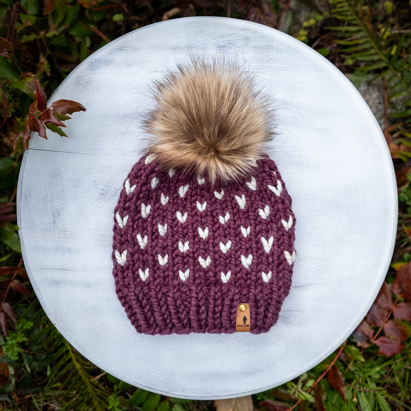 Mini Hearts Toque (Fig/Wheat) | 3-9 Years