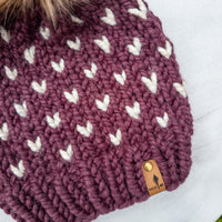 Mini Hearts Toque (Fig/Wheat) | 3-9 Years