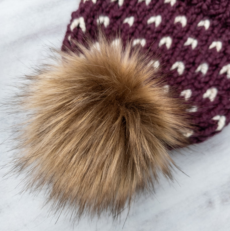 Mini Hearts Toque (Fig/Wheat) | 3-9 Years