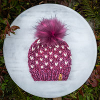 Mini Hearts Toque (Wildberry & Ivory) | 3-9 Years