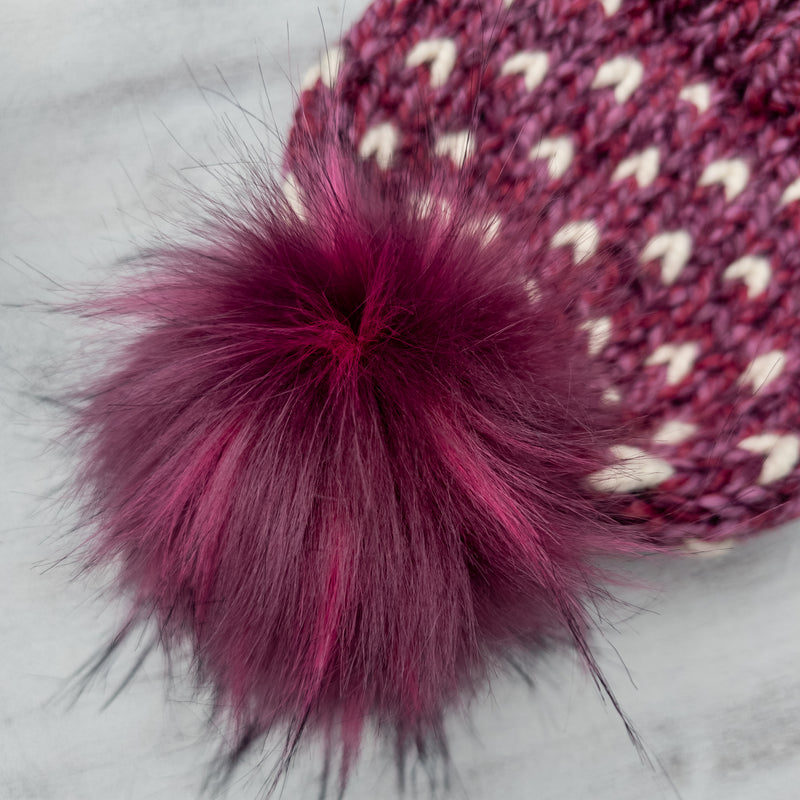 Mini Hearts Toque (Wildberry & Ivory) | 3-9 Years