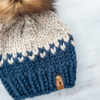 Classic Beanie (Denim/Wheat) | 6-12 Months