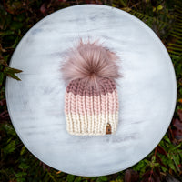 Luxe Line Nokhu Beanie (Ivory/Pink) | 3-6 Months