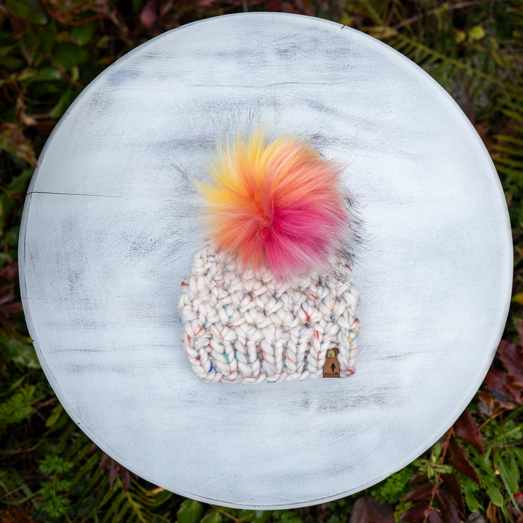 Luxe Line Lianna Beanie (White Confetti) | 0-3 Months