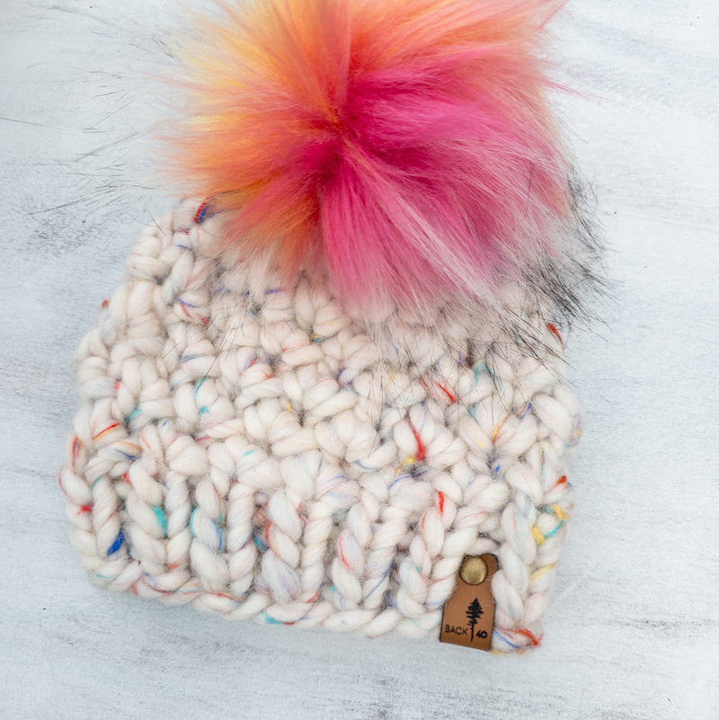 Luxe Line Lianna Beanie (White Confetti) | 0-3 Months