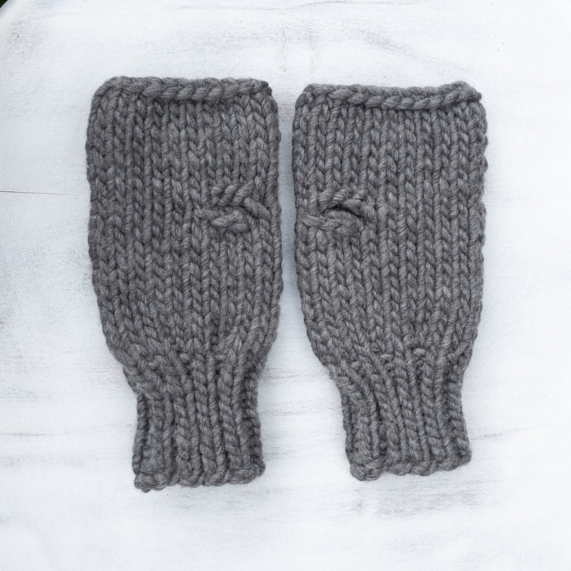 Luxe Line Fingerless Mitts (Charcoal) | Adult O/S