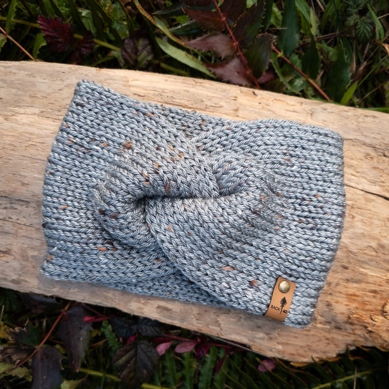 Classic Line Twist Headband |  Grey Tweed