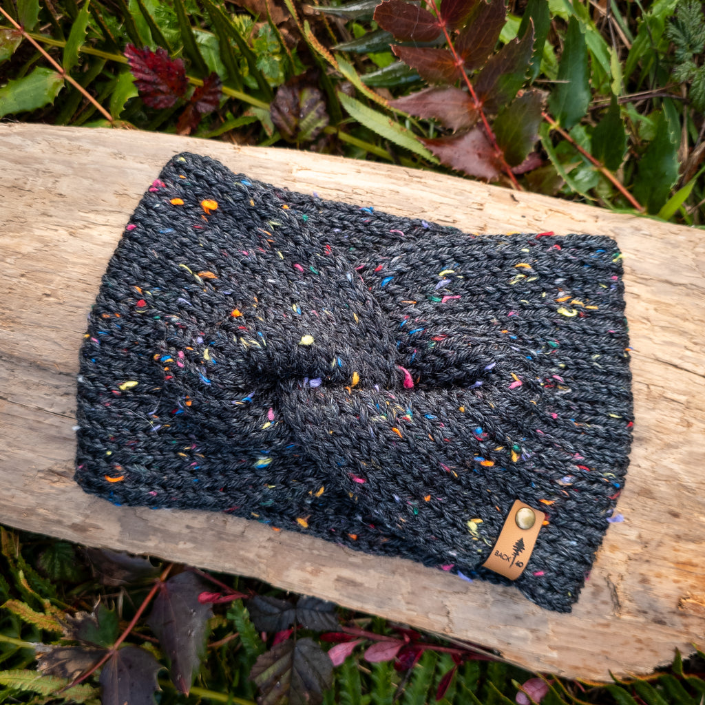 Classic Line Twist Headband | Black Tweed