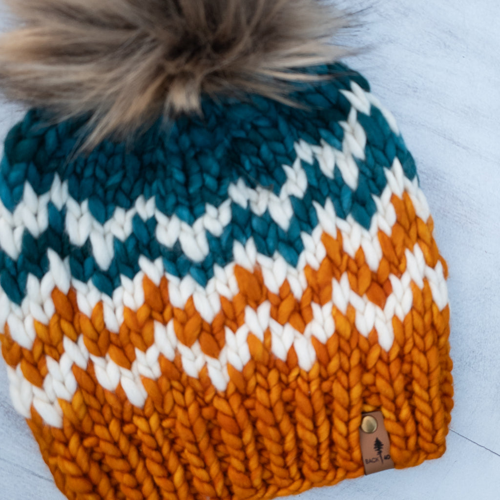 Luxe Line Aurora Glow Beanie (Sunset/Teal Feather) | Adult