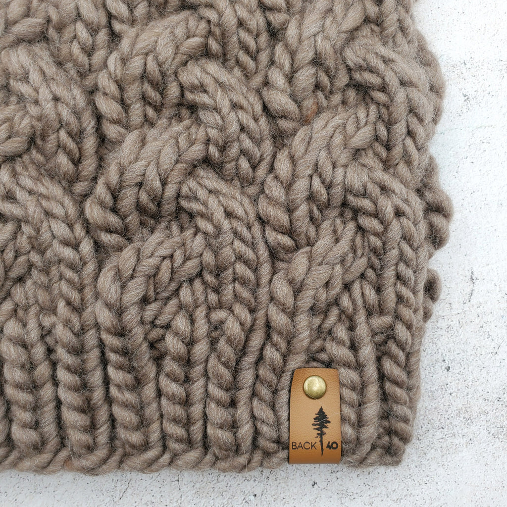 Luxe Line Braided Cable Beanie (Taupe) | Adult RTS