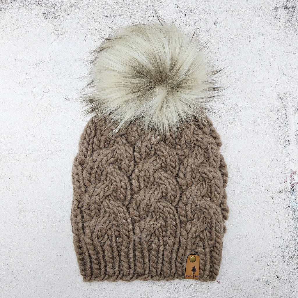 Luxe Line Braided Cable Beanie (Taupe) | Adult RTS