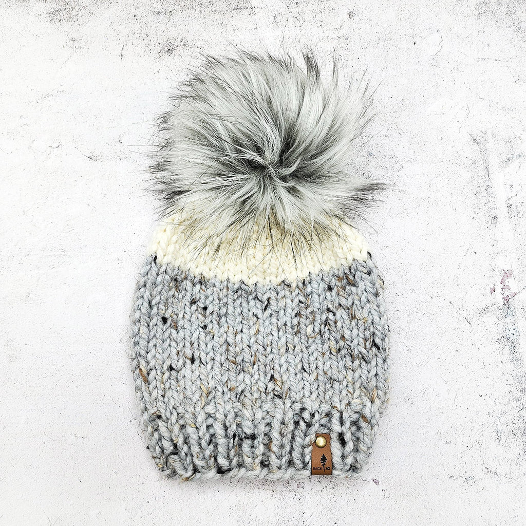 3-9 Years Two-Tone Classic Beanie  |  Marble Grey/Ivory