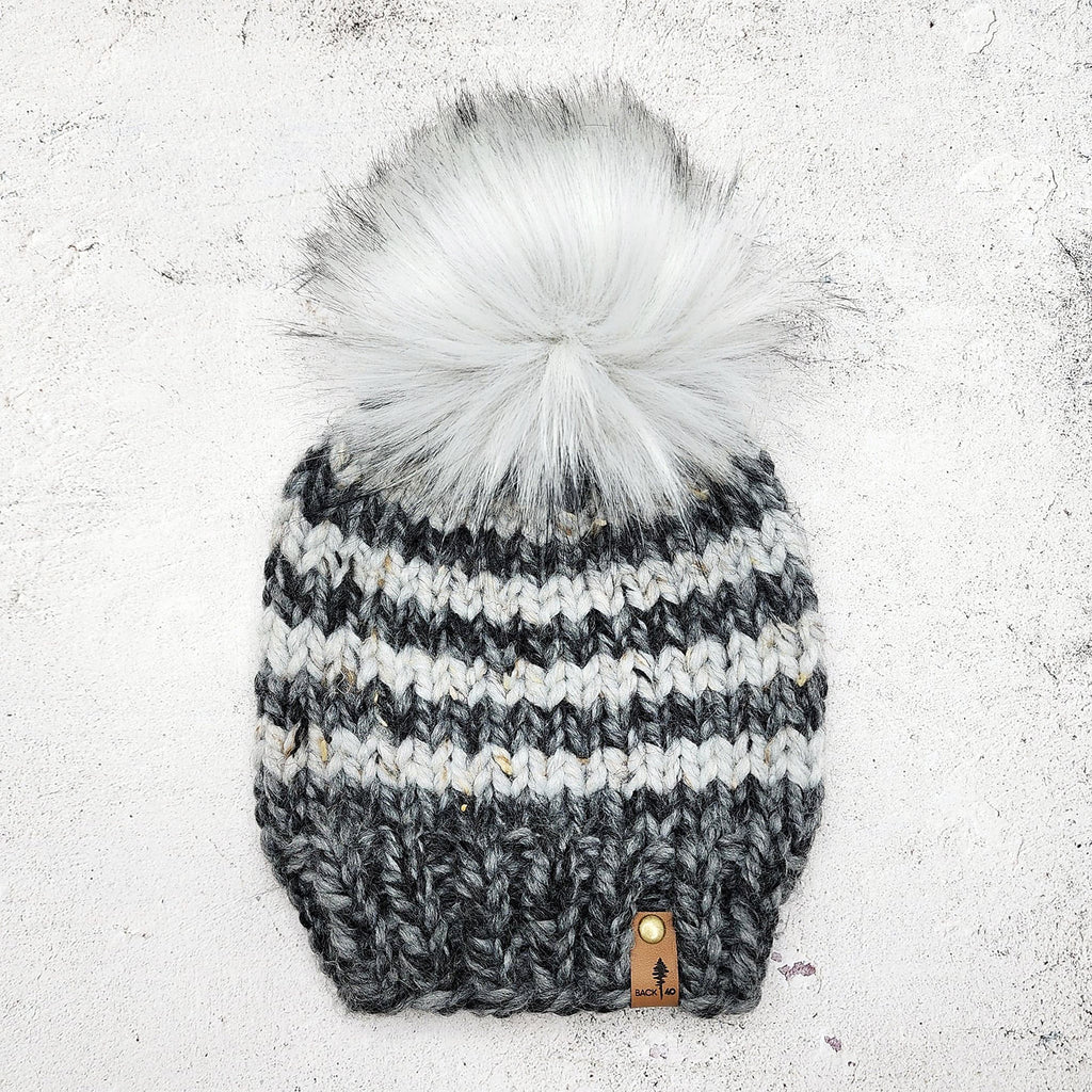 1-3 Years Classic Striped Beanie | Licorice/Marble Grey