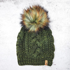 Luxe Line Bulky Braided Beanie (Olive) | Adult RTS