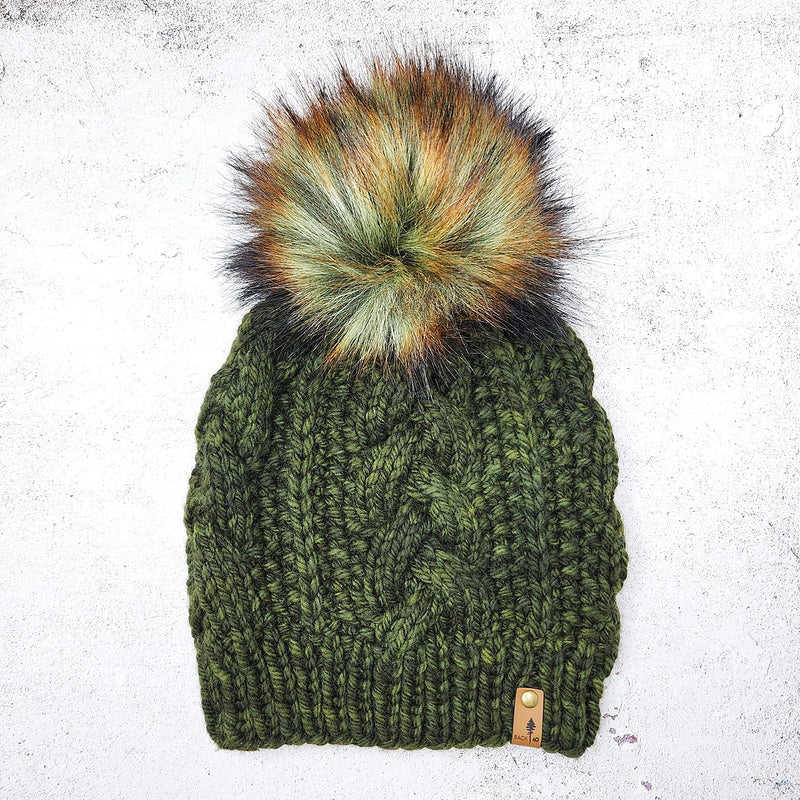 Luxe Line Bulky Braided Beanie (Olive) | Adult RTS