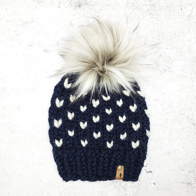 1-3 Years Classic Mini Hearts Toque | Navy & Wheat