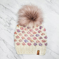 Luxe Line Lotus Flower Beanie (Ivory & Rosalinda) | Adult RTS