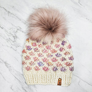 Luxe Line Lotus Flower Beanie (Ivory & Rosalinda) | Adult RTS