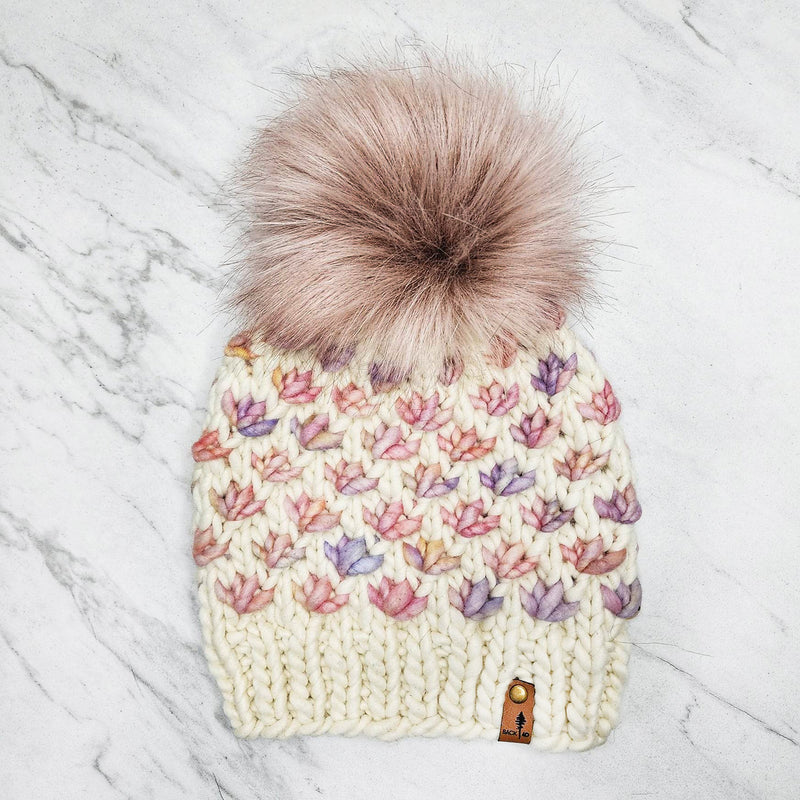 Luxe Line Lotus Flower Beanie (Ivory & Rosalinda) | Adult RTS